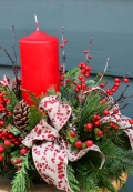 Christmas Arrangement with Red Candle Christmas Arrangement with Red Candle