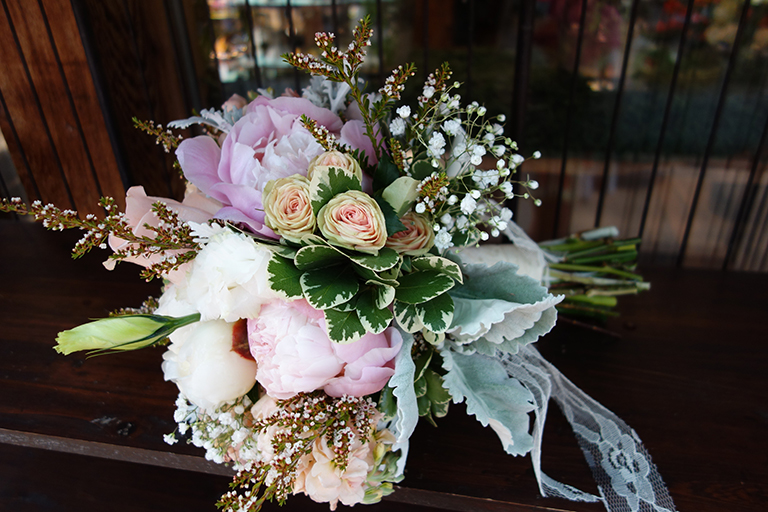 Peonies and Antique Pink Roses