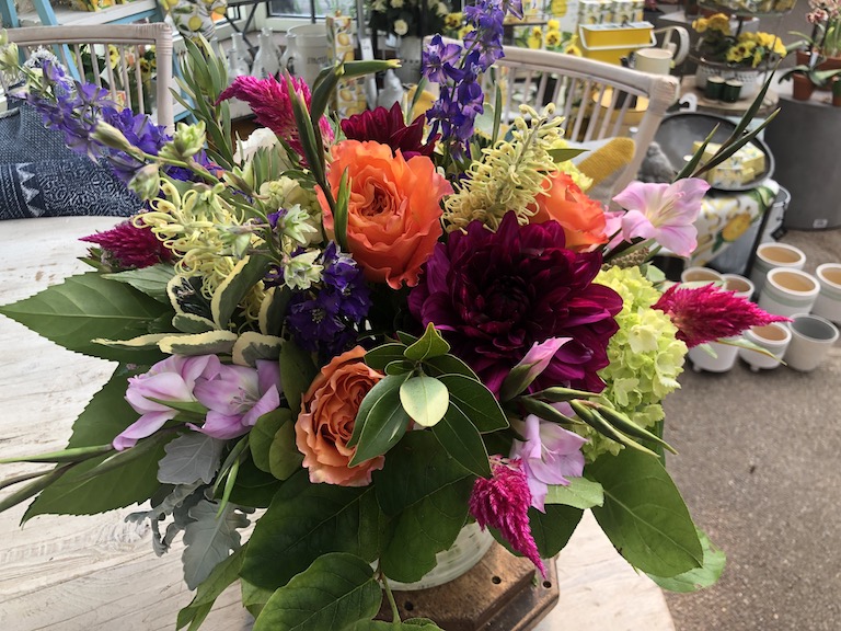 A September arrangement with dahlias